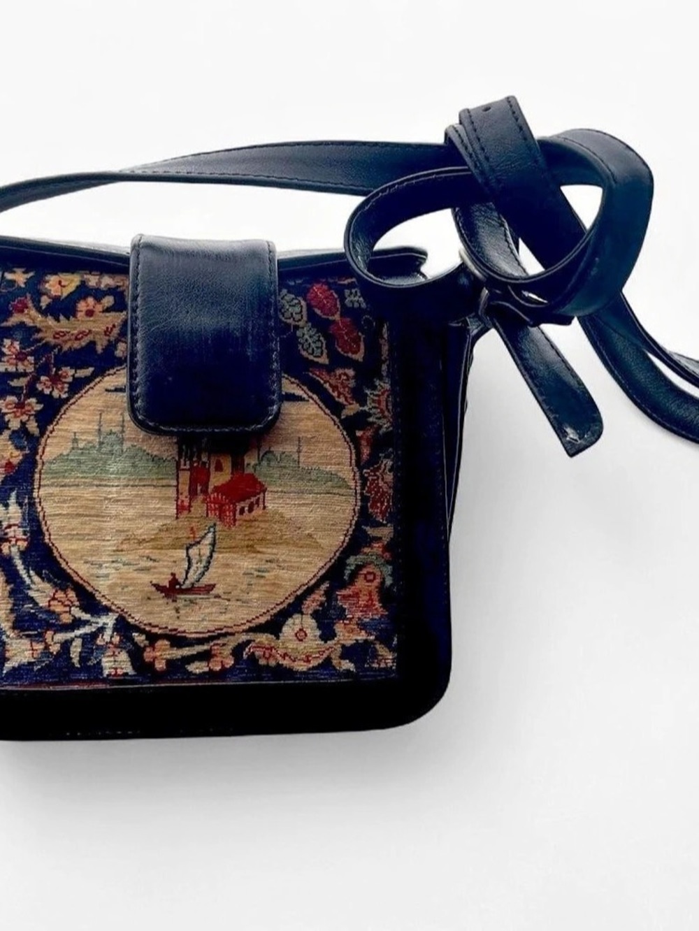 Kilim ART Tapestry Crossbody Bag in Black & Multicolor
